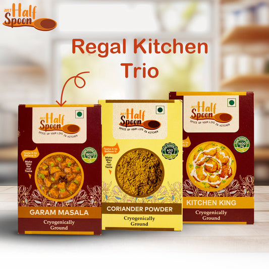 Just HalfSpoon  - Regal Kitchen Trio - Coriander, Garam masala, Kitchen King (3 x 100gms)