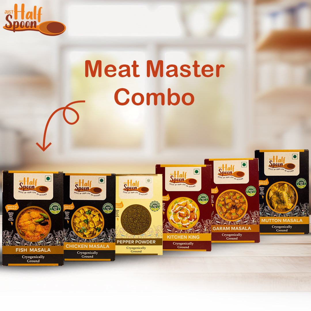 Meat Master Combo - Pepper Powder (100g), Mutton Masala (100g), Chicken Masala (100g), Fish Masala (100g), Kitchen King Masala (100g), Garam Masala (100g)