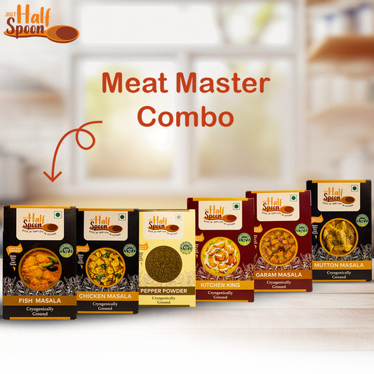 Meat Master Combo - Pepper Powder (100g), Mutton Masala (100g), Chicken Masala (100g), Fish Masala (100g), Kitchen King Masala (100g), Garam Masala (100g)