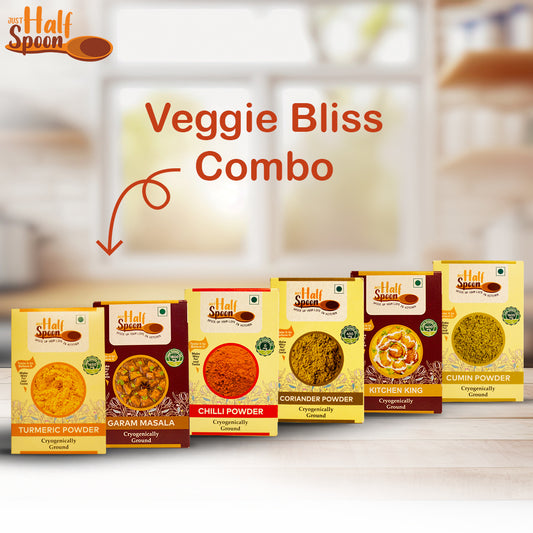 Veggie Bliss Combo - Turmeric Powder (100g), Cumin Powder (100g), Coriander Powder (100g), Kitchen King Masala (100g), Chilli Powder (100g), Garam Masala (100g)